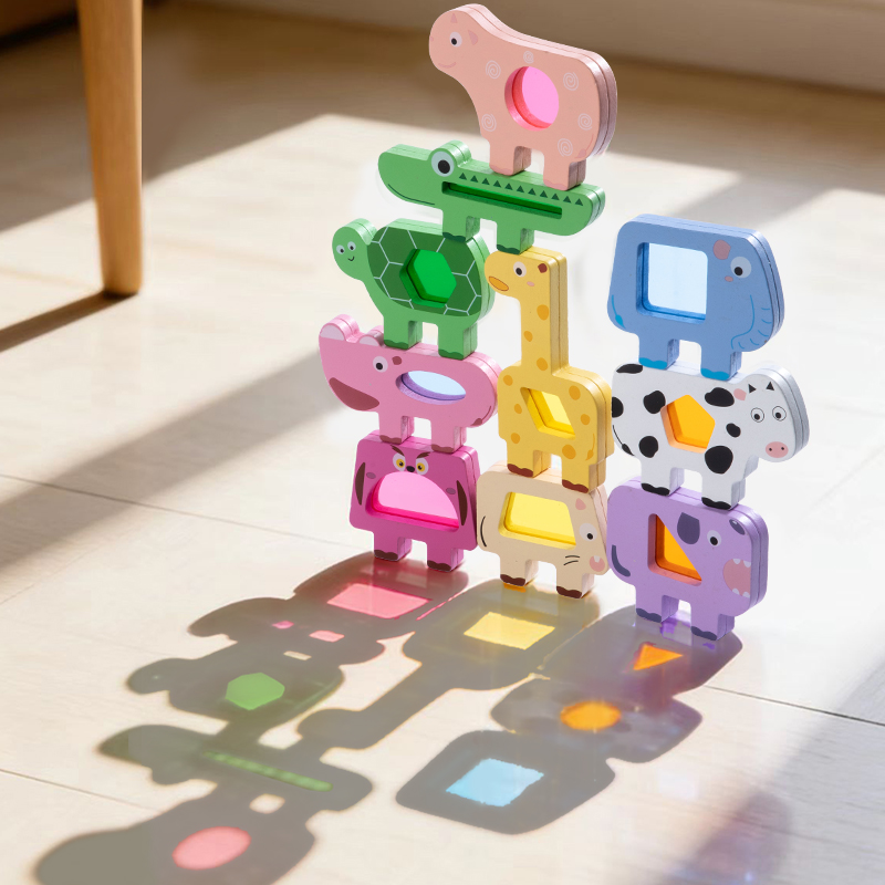 Wooden Blocks Stacking - Ahşap Hayvan Akrilik İstifleme Blok Oyunu