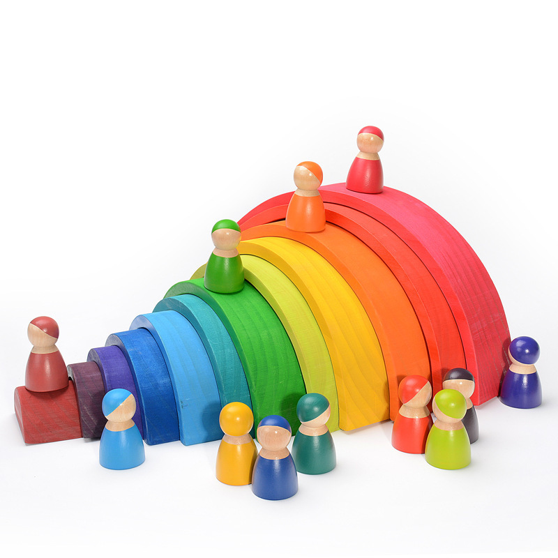 Wooden Blocks Stacking - Ahşap Gökkuşağı Bloğu Renkli İstifleme Yapı