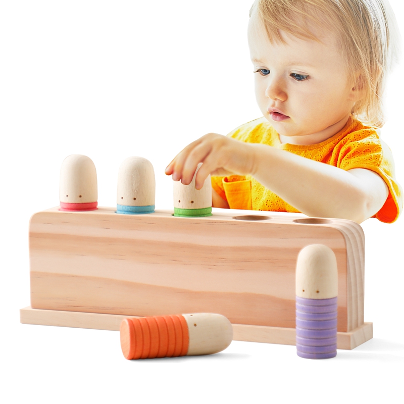 Wooden Blocks Stacking - Montessori oyuncaklar bebek ahşap zıplayan renk
