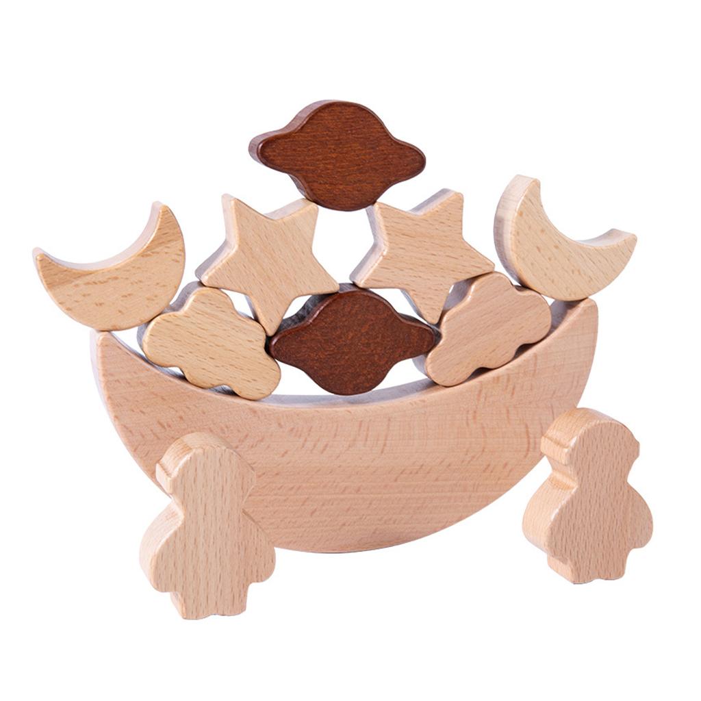 Wooden Blocks Stacking - Montessori Oyuncakları Ay İstifleme Blokları Souptoys
