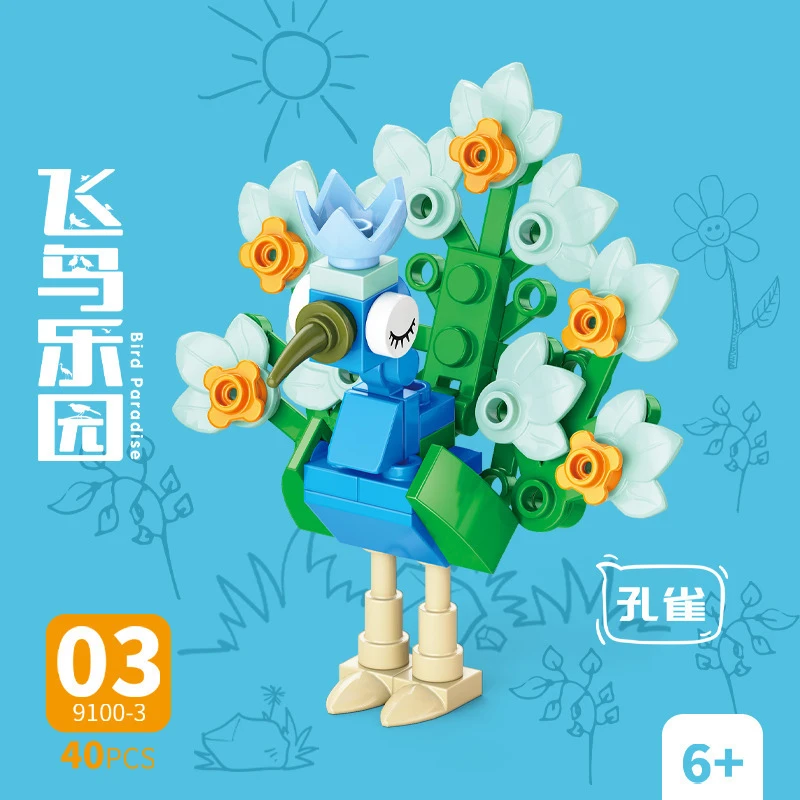 Kids Toys Kit - Tuğla Hayvan Kuş Cenneti Karga Papağan