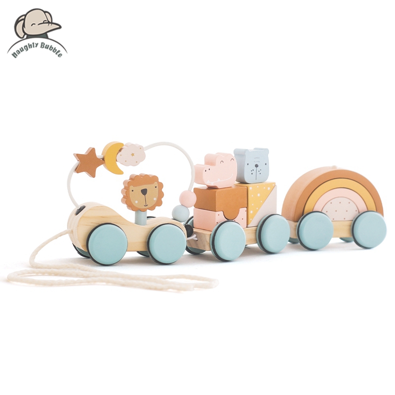 Wooden Blocks Stacking - Ahşap Montessori Oyuncaklar Hayvan Blok Tren